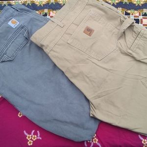 Carhartt 2 pair of pants gray and tan